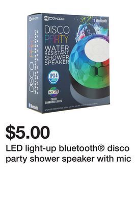 Five Below Led light-up bluetooth® disco party shower speaker with mic offer