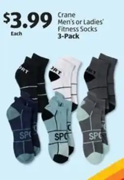 Aldi Crane Men's or Ladie's Fitness Socks 3-Pack offer