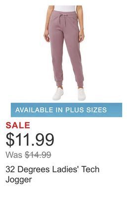 Costco 32 degrees ladies' tech jogger offer