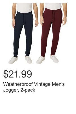 Costco Weatherproof vintage men's jogger, 2-pack offer
