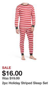 TJ Maxx 2pc holiday striped sleep set offer