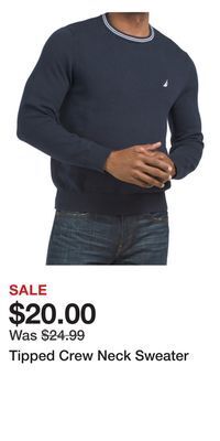 TJ Maxx Tipped crew neck sweater offer
