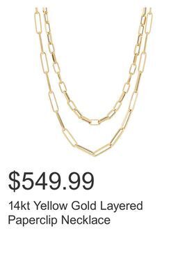 Costco 14kt yellow gold layered paperclip necklace offer
