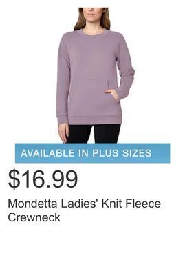 Costco Mondetta ladies' knit fleece crewneck offer