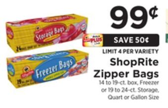 ShopRite Zipper bags offer