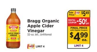ShopRite Organic apple cider vinegar offer