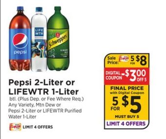 ShopRite Pepsi 2-liter or lifewtr 1-liter offer