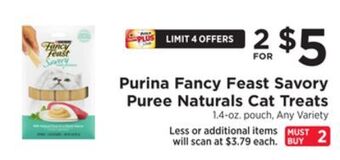 ShopRite Fancy feast savory puree naturals cat treats offer