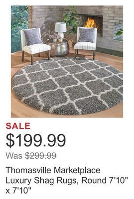 Costco Thomasville marketplace luxury shag rugs, round 7'10" x 7'10" offer