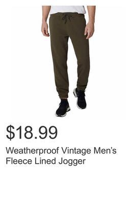 Costco Weatherproof vintage men's fleece lined jogger offer