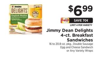 ShopRite Delights 4-ct. breakfast sandwiches offer