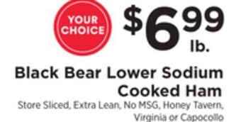 ShopRite Lower sodium cooked ham offer