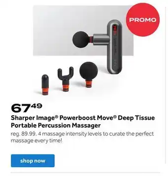 Sharper image® powerboost move® deep tissue portable percussion massager