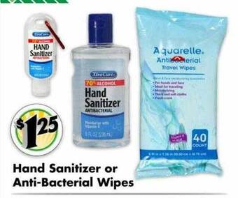Dollar Tree Hand sanitizer or anti-bacterial wipes offer
