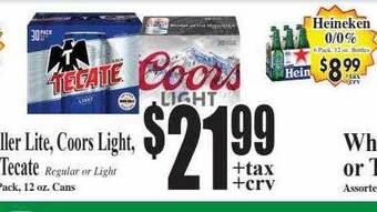 Baja Ranch Miller lite, coors light, tecate offer