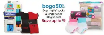 Bealls Boys' girls' socks & underwear offer