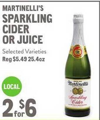 New Seasons Market Martinelli's sparkling cider or juice offer