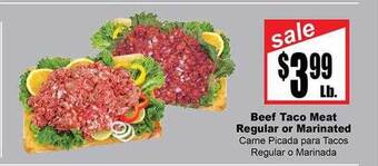 Rancho Markets Beef taco meat regular or marinated offer