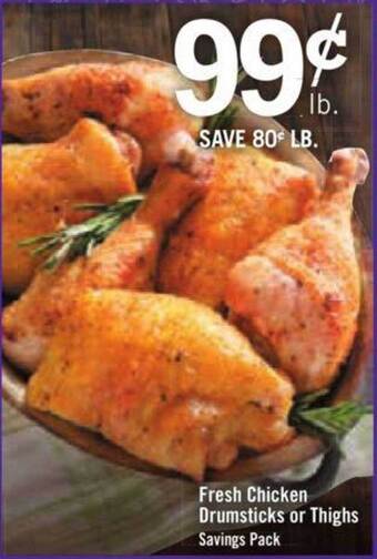 Price Chopper Fresh chicken drumsticks or thighs offer