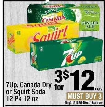 Super King Markets 7up, canada dry or squirt soda offer