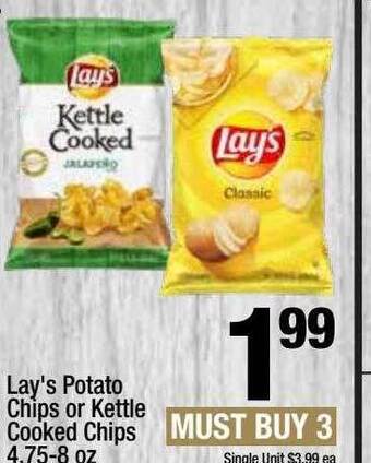 Super King Markets Lay's potato chips or kettle cooked chips offer