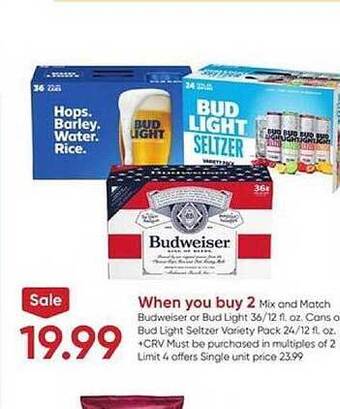 Stater Bros Budweiser or bud light offer