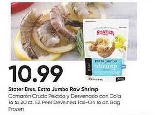 Stater Bros Stater bros, extra jumbo raw shrimp offer