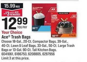 Ace Hardware Ace trash bags offer