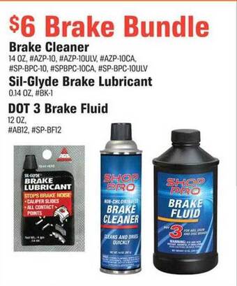 AutoZone Brake cleaner, sil-glyde brake lubricant, dot 3 brake fluid offer