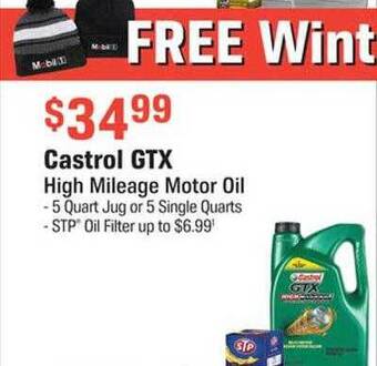 AutoZone Castrol gtx high mileage motor oil offer