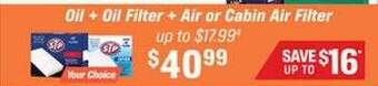 AutoZone Oil + oil filter + air or cabin air filter offer