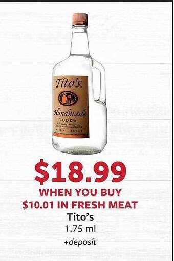 Fareway Tito's handmade vodka offer