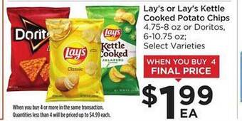 Food 4 Less Lay's or lay's kettle cooked potato chips offer