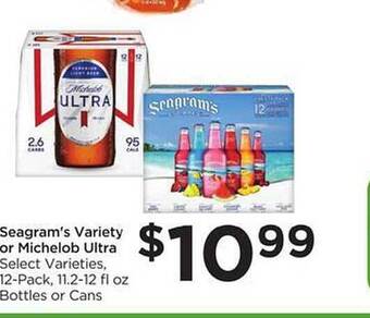 Food 4 Less Seagram's variety or michelob ultra offer
