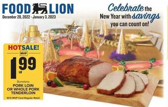 Food Lion Boneless pork loin or whole pork tenderloin offer