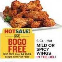 Food Lion Mild or spicy wings offer