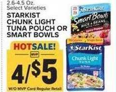 Food Lion Starkist chunk light tuna pouch or smart bowls offer