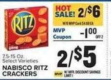 Food Lion Nabisco ritz crackers offer