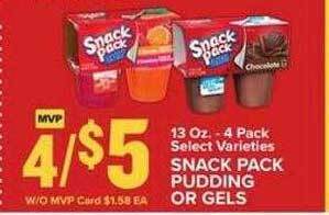 Food Lion Snack pack pudding or gels offer