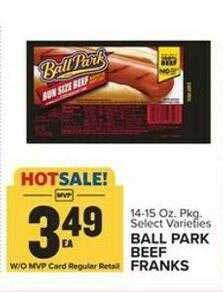 Food Lion Ball park beef franks offer