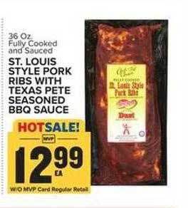 Food Lion St. louis style pork ribs with texas pete seasoned bbq sauce offer