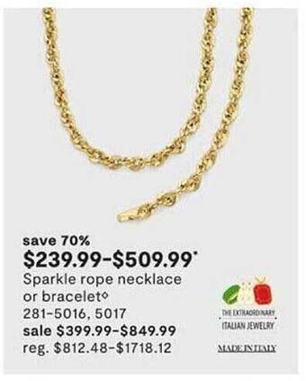 JC Penney Sparkle rope necklace or bracelet offer