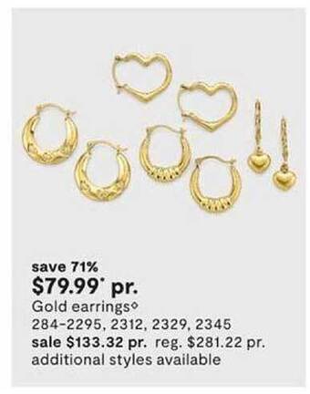 JC Penney Gold earrings offer