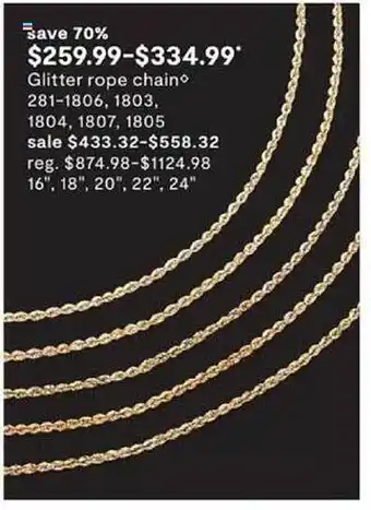 JC Penney Glitter rope chain offer