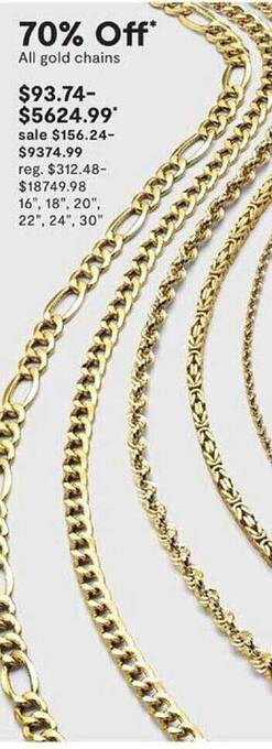 JC Penney Gold chains offer