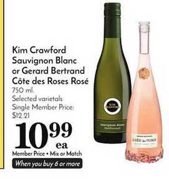 Pavilions Kim crawford sauvignon blanc or gerard bertrand côte des roses rosé offer