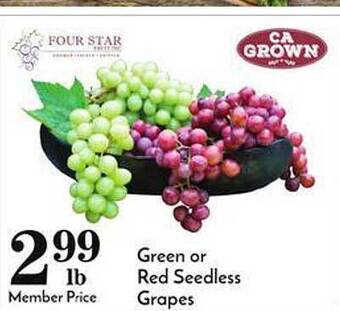 Pavilions Green or red seedless grapes offer