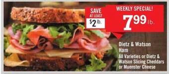 Price Chopper Dietz & watson ham offer