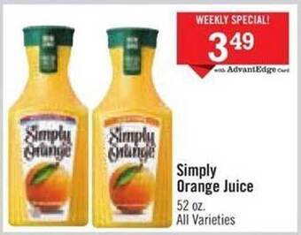 Price Chopper Simply orange juice offer