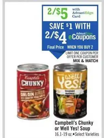 Price Chopper Campbell's chunky or well yes! soup offer